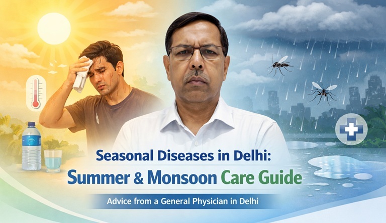 Seasonal diseases in Delhi during summer and monsoon with general physician guidance